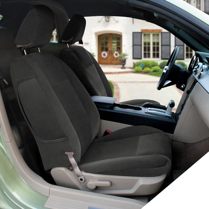 Installed Velour Lifestyle Buckets Front Seat Covers CharcoalSaab 